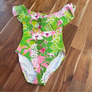 NWT Trina Turk La Palma Off The Shoulder One Piece Swimsuit Size 10